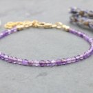Amethyst Round 2mm Faceted beads adjustable stacking bracelet | STK-0238