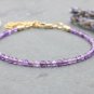 Amethyst Round 2mm Faceted beads adjustable stacking bracelet | STK-0238