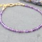 Amethyst Round 2mm Faceted beads adjustable stacking bracelet | STK-0238