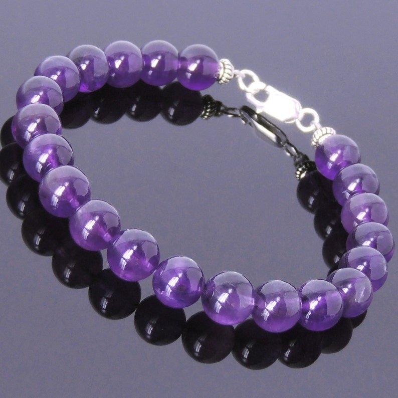 Amethyst Round 10mm Smooth beads adjustable stacking bracelet | STK-0259