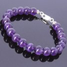 Amethyst Round 10mm Smooth beads adjustable stacking bracelet | STK-0259