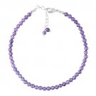 Amethyst Round 3mm Faceted beads adjustable stacking bracelet | STK-0275