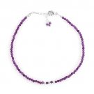 Amethyst Round 2mm Faceted beads adjustable stacking bracelet | STK-0286
