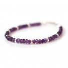 Amethyst Round 3mm Faceted beads adjustable stacking bracelet | STK-0319