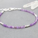 Amethyst Round 2mm Faceted beads adjustable stacking bracelet | STK-0336