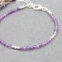 Amethyst Round 2mm Faceted beads adjustable stacking bracelet | STK-0336