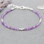 Amethyst Round 2mm Faceted beads adjustable stacking bracelet | STK-0336
