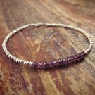 Amethyst Round 3mm Faceted beads adjustable stacking bracelet | STK-0346
