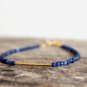Blue Jade Round 3mm Smooth beads adjustable stacking bracelet | STK-1586