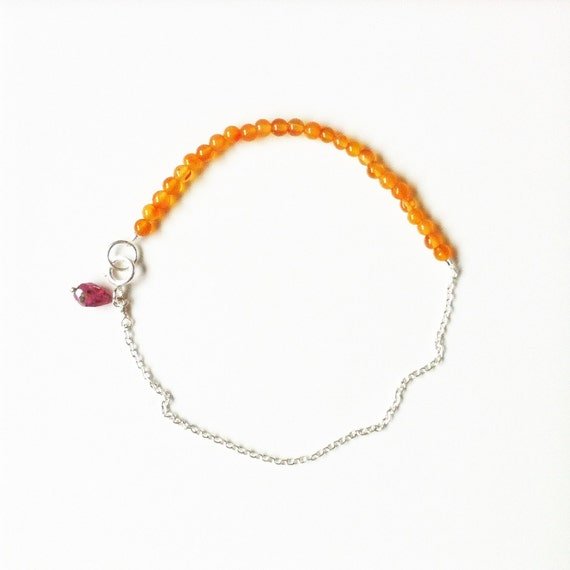Carnelian Round 3mm Smooth beads adjustable stacking bracelet | STK-1860