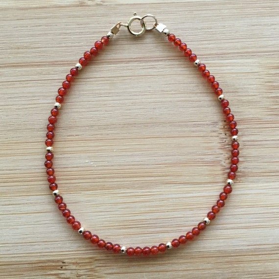 Carnelian Round 2mm Smooth beads adjustable stacking bracelet | STK-1903