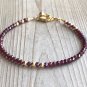 Garnet Round 3.5mm Faceted beads adjustable stacking bracelet | STK-2950