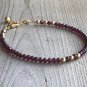 Garnet Round 3.5mm Faceted beads adjustable stacking bracelet | STK-2950