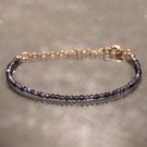 Iolite Round 2.5mm Faceted beads adjustable stacking bracelet | STK-3712