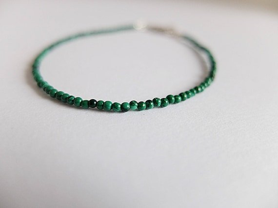 Malachite Round 3mm Smooth beads adjustable stacking bracelet | STK-4516