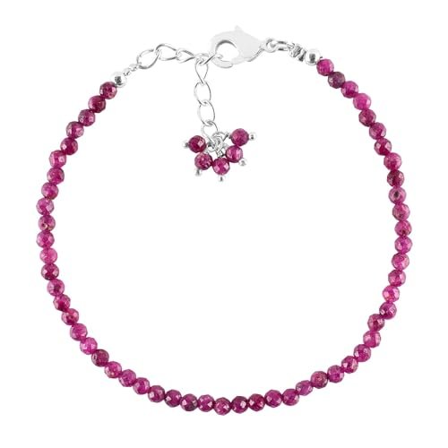 Ruby Round 2-2.5mm Faceted beads adjustable stacking bracelet | STK-5360