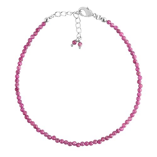 Ruby Round 2-2.5mm Faceted beads adjustable stacking bracelet | STK-5361