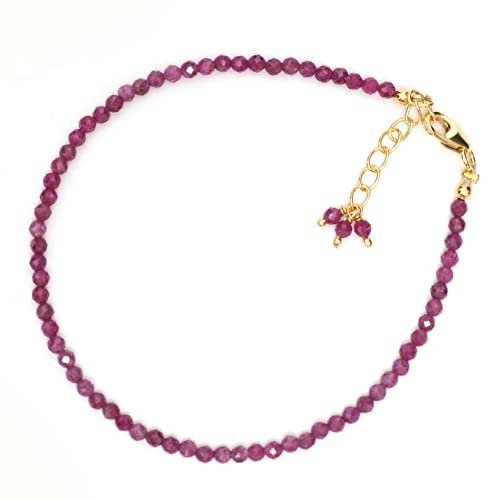 Ruby Round 2-2.5mm Faceted beads adjustable stacking bracelet | STK-5365