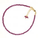Ruby Round 2-2.5mm Faceted beads adjustable stacking bracelet | STK-5365