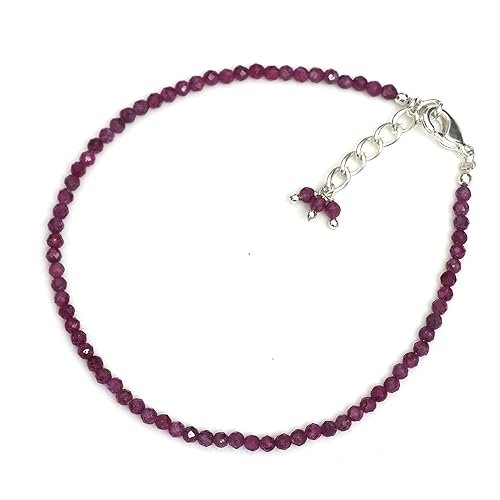 Ruby Round 2-2.5mm Faceted beads adjustable stacking bracelet | STK-5368