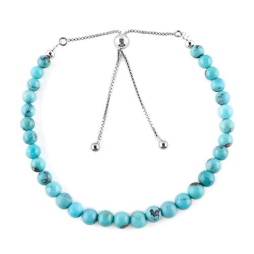 Turquoise Round 4mm Smooth beads adjustable stacking bracelet | STK-5559