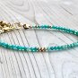 Amazonite Round 2mm Faceted beads adjustable stacking bracelet | STK-0060