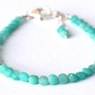Amazonite Round 4mm Faceted beads adjustable stacking bracelet | STK-0109