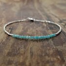 Amazonite Round 2mm Faceted beads adjustable stacking bracelet | STK-0111