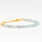 Aquamarine Round 4mm Smooth beads adjustable stacking bracelet | STK-0715