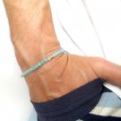 Aquamarine Round 3mm Smooth beads adjustable stacking bracelet | STK-0723