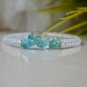 Aquamarine Tumble 8mm Rough beads adjustable stacking bracelet | STK-0783