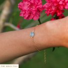 Aquamarine Fancy 8mm Smooth beads adjustable stacking bracelet | STK-0784