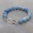 Aquamarine Round 8mm Smooth beads adjustable stacking bracelet | STK-0800