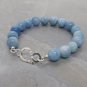 Aquamarine Round 8mm Smooth beads adjustable stacking bracelet | STK-0800