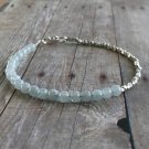 Aquamarine Round 4mm Smooth beads adjustable stacking bracelet | STK-0848