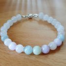Aquamarine Round 8mm Smooth beads adjustable stacking bracelet | STK-0857