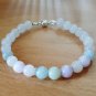 Aquamarine Round 8mm Smooth beads adjustable stacking bracelet | STK-0857