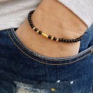 Black Onyx Round 4mm Smooth beads adjustable stacking bracelet | STK-1093