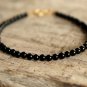 Black Onyx Round 4mm Smooth beads adjustable stacking bracelet | STK-1100