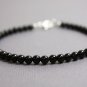 Black Onyx Round 4mm Smooth beads adjustable stacking bracelet | STK-1102