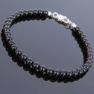 Black Onyx Round 8mm Smooth beads adjustable stacking bracelet | STK-1103