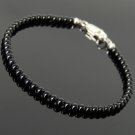 Black Onyx Round 5mm Smooth beads adjustable stacking bracelet | STK-1105