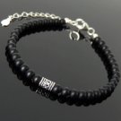 Black Onyx Round 8mm Smooth beads adjustable stacking bracelet | STK-1106