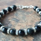 Black Onyx Round 8mm Smooth beads adjustable stacking bracelet | STK-1113