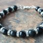 Black Onyx Round 8mm Smooth beads adjustable stacking bracelet | STK-1113