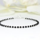 Black Onyx Round 2mm Smooth beads adjustable stacking bracelet | STK-1116