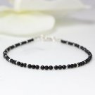 Black Onyx Round 2mm Smooth beads adjustable stacking bracelet | STK-1119