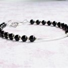 Black Onyx Round 5mm Smooth beads adjustable stacking bracelet | STK-1123