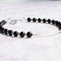 Black Onyx Round 5mm Smooth beads adjustable stacking bracelet | STK-1123