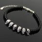 Black Onyx Round 6mm Smooth beads adjustable stacking bracelet | STK-1125
